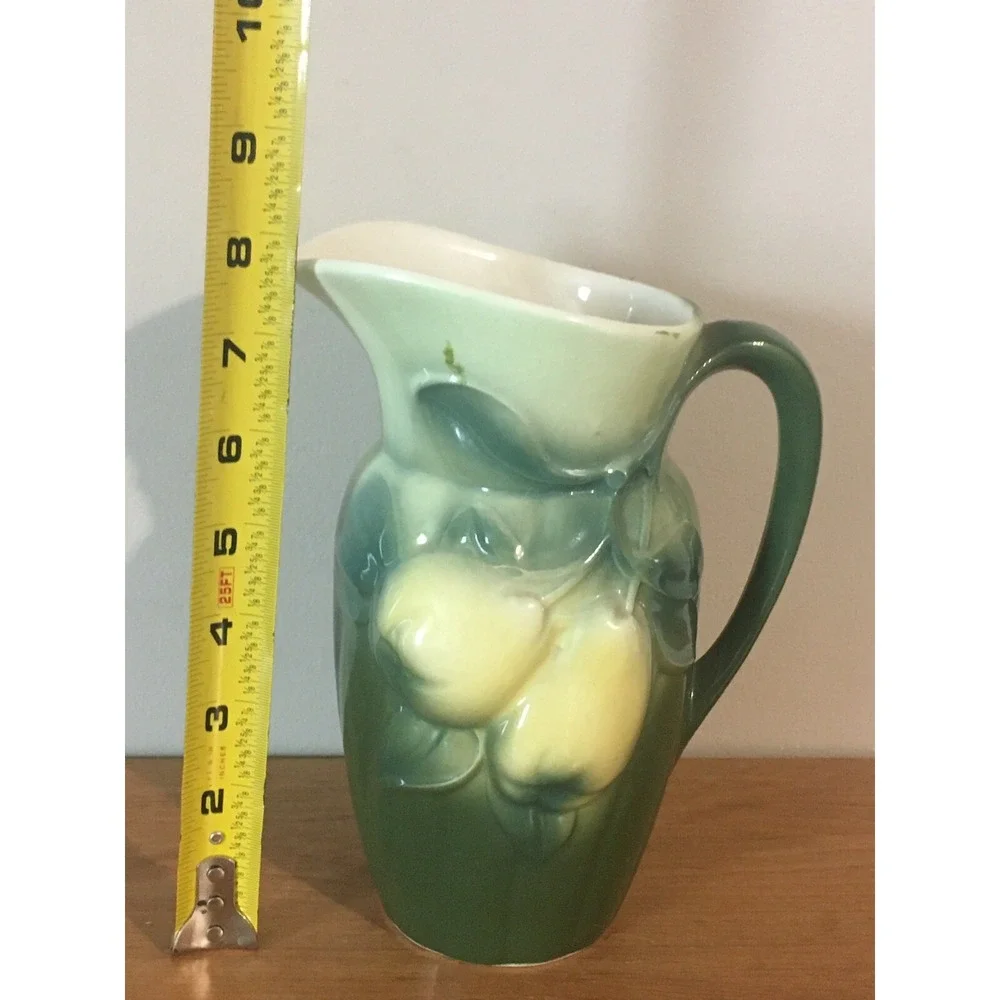 Vintage Royal Copley Green/Yellow CERAMIC PITCHER WITH PEARS